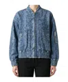 Liu •jo Denim Bomber Jacket With Python Print In Blue