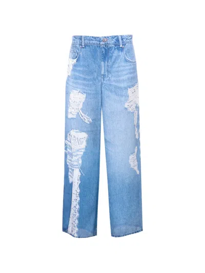 Liu •jo Liu Jo Laced Distressed Jeans In Blue
