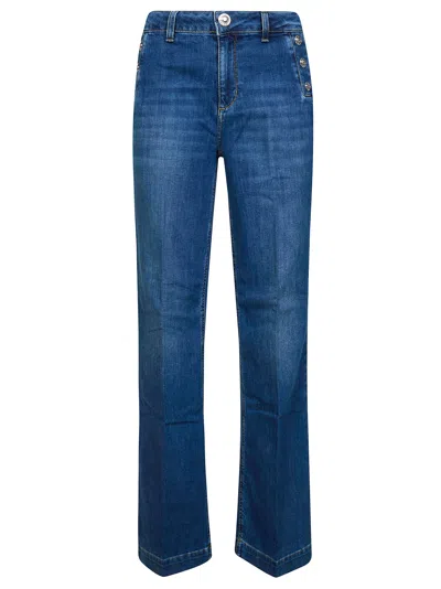 Liu Jo Denim High-rise Flared Jeans With Buttons In Blue