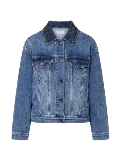 Liu •jo Denim Jacket With Micro-rhinestones In White