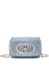 Liu •jo Denim Lapuffy Bag With Rhinestones In Blau