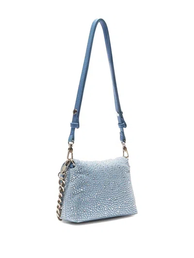 Liu •jo Denim Lapuffy Shoulder Bag With Rhinestones In Blue