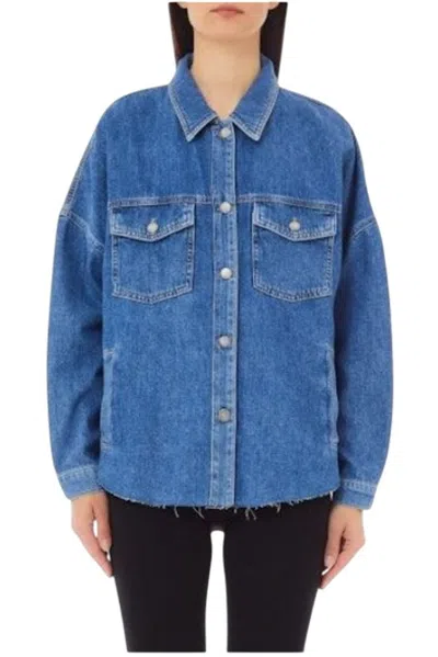 Liu •jo Liu Jo Classic Denim Jacket With Vintage Faded Finish In Blue
