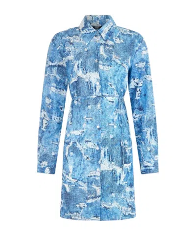 Liu •jo Denim-look Shirt Dress In Blue