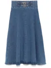 Liu •jo Liu Jo Fflared Denim Skirt With Mini Straps In Blue