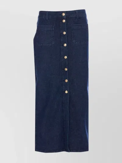 LIU •JO DENIM MIDI SKIRT WITH FRONT AND BACK POCKETS