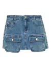 Liu •jo Denim Mini Skirt With Patch Pockets