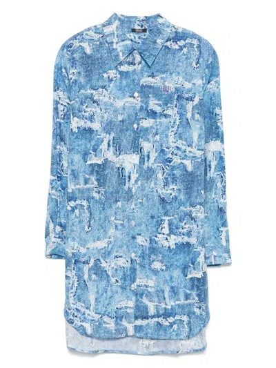 Liu •jo Denim-print Shirt Dress