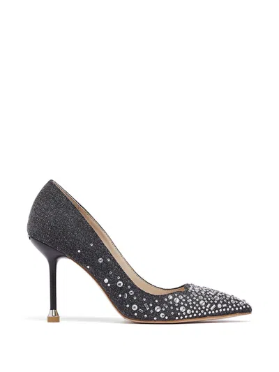 Liu •jo Denim Rhinestone-embellished Pumps In Black