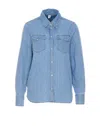 Liu •jo Liu Jo Kent Collar Denim Shirt With Rhinestone Applications In Blue