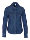 Liu •jo Denim Shirt With Crystals And Studs In Blue