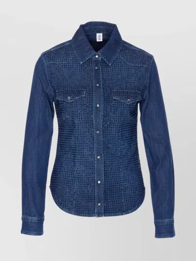 Liu •jo Denim Shirt With Crystals And Studs