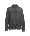 Liu •jo Denim Shirt With Lace Trim In Black