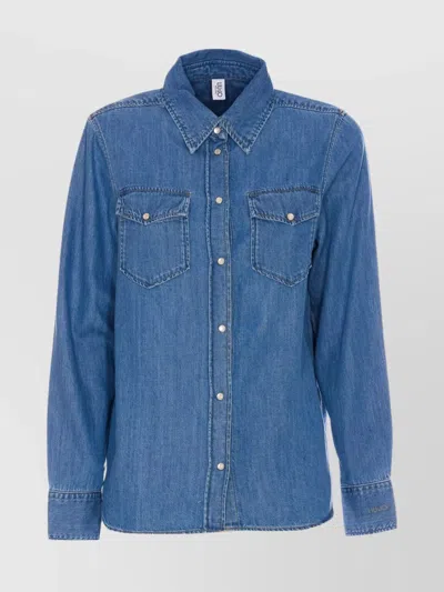 LIU •JO DENIM SHIRT WITH LONG SLEEVES AND COLLAR