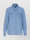 Liu •jo Liu Jo Kent Collar Denim Shirt With Rhinestone Applications