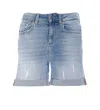Liu •jo Denim Shorts With Rolled Hem And Belt Loops In Denim