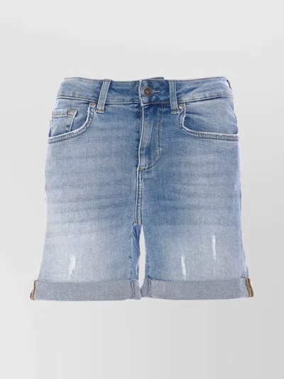 LIU •JO DENIM SHORTS WITH ROLLED HEM AND BELT LOOPS