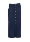 Liu •jo Button-down Denim Skirt In Blue