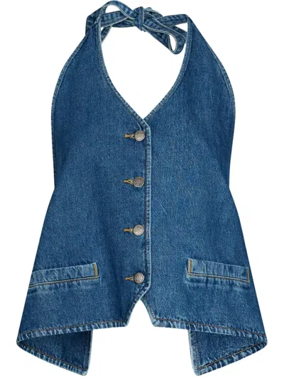 Liu •jo Denim Top In Blue