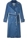 Liu •jo Denim Trench Coat In Blue