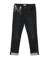 Liu •jo Straight-fit Black Jeans With Decorative Chain Detail In Black