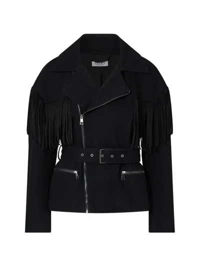 Liu •jo Denim-jacket With Fringe In Black