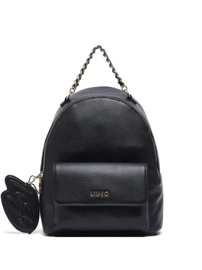 Liu •jo Detachable-coin-purse Chain-strap Backpack In Black