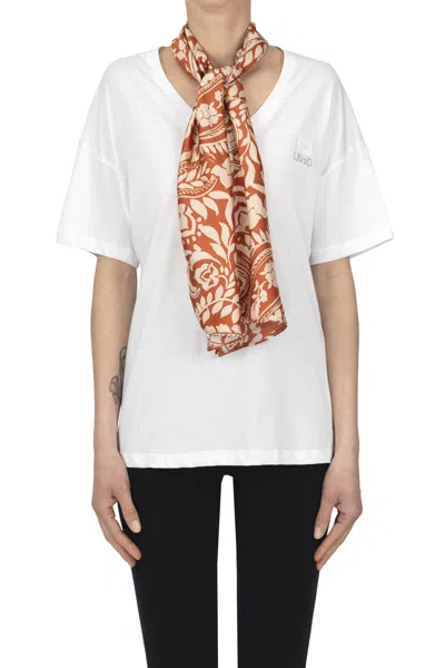 Liu •jo Detachable Foulard T-shirt In Multi