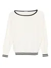 Liu •jo Diagonal-stripe Detailed Sweater In White