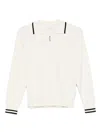 Liu •jo Lightweight Knit Sweater With Front Zip Closure In White