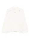 Liu •jo Diamond-cut V-neck Wool Sweater In White