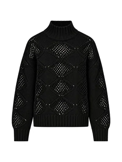 Liu •jo Diamond-knit High-neck Sweater In Blue
