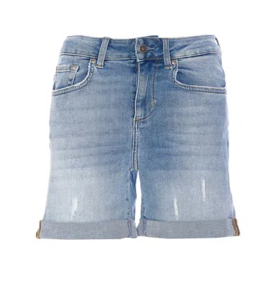 Liu •jo Denim Shorts With Rolled Hem And Belt Loops In Blue