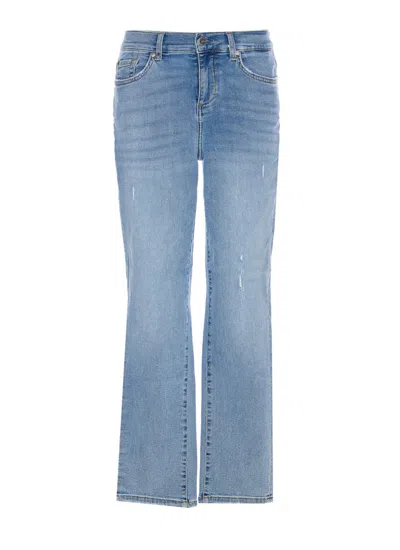 Liu •jo Liu Jo Distressed Slim Cropped Jeans In Blue