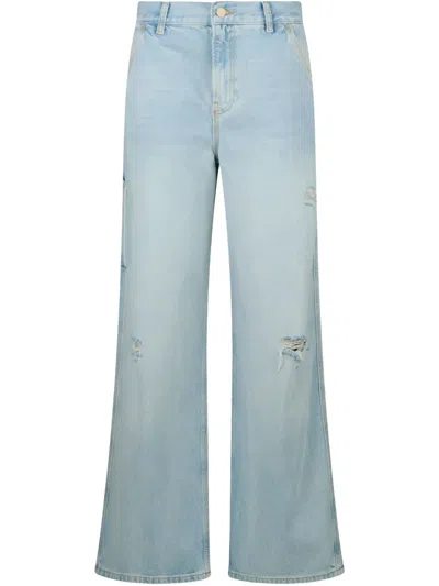Liu •jo Distressed Wide-leg Jeans In Blue