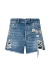 Liu •jo Distressed-effect Shorts In Blue