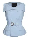 Liu •jo Liu Jo Sky Blue Jacket With Structured Silhouette And Peplum Hem