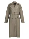 Liu •jo Double-breasted Belted Trench Coat In Gray