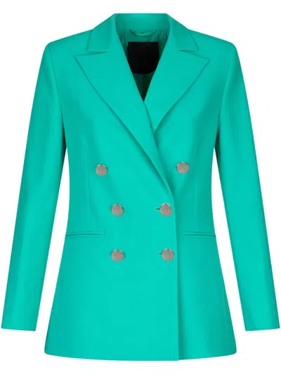 Liu •jo Double-breasted Blazer In Green