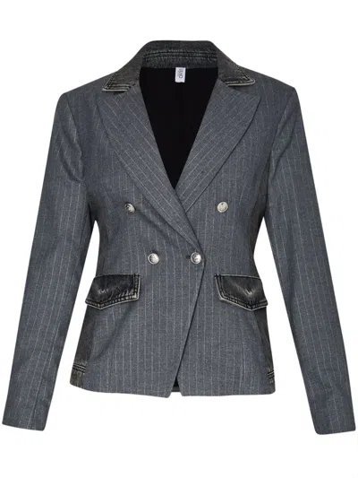 Liu •jo Double-breasted Blazer In Grey