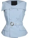 Liu •jo Liu Jo Sky Blue Jacket With Structured Silhouette And Peplum Hem In Blue