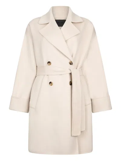 Liu •jo Double-breasted Coat In Neutral