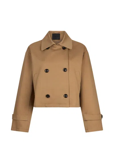 Liu •jo Double-breasted Cropped Jacket In Brown