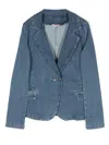 Liu •jo Double-breasted Denim Blazer In Blue