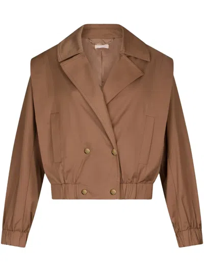 Liu •jo Brown Double-breasted Jacket In Braun