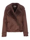 Liu •jo Double-breasted Jacket In Brown