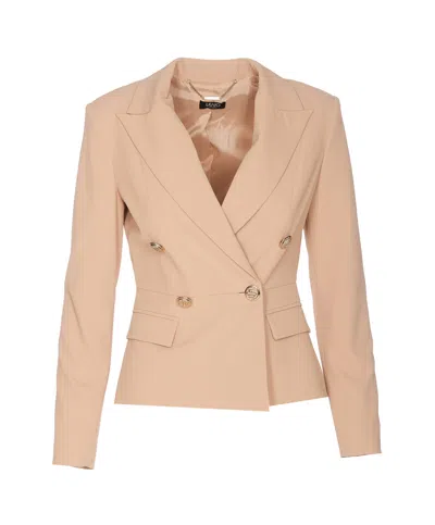 Liu •jo Double Breasted Jacket In Natural Beige