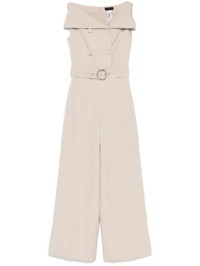 Liu •jo Double-breasted Jumpsuit In Beige