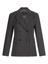 Liu •jo Double-breasted Pinstripe Jacket In Gray