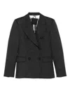 Liu •jo Double-breasted Pinstriped Blazer In Black